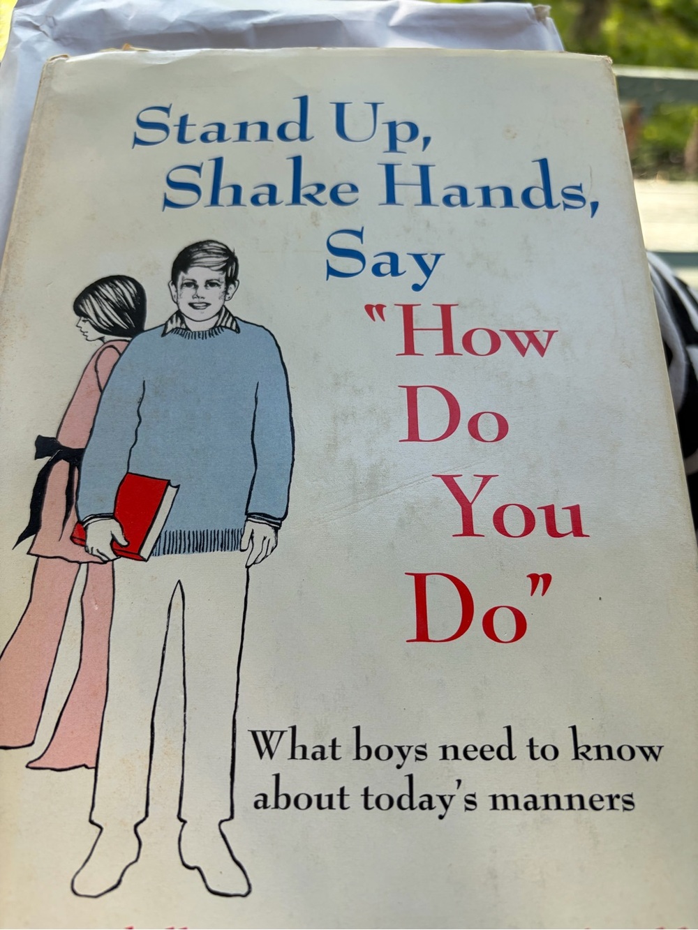 Stand Up, Shake Hands, Say "How Do You Do" Vintage Book - Red, Blue, Pink
